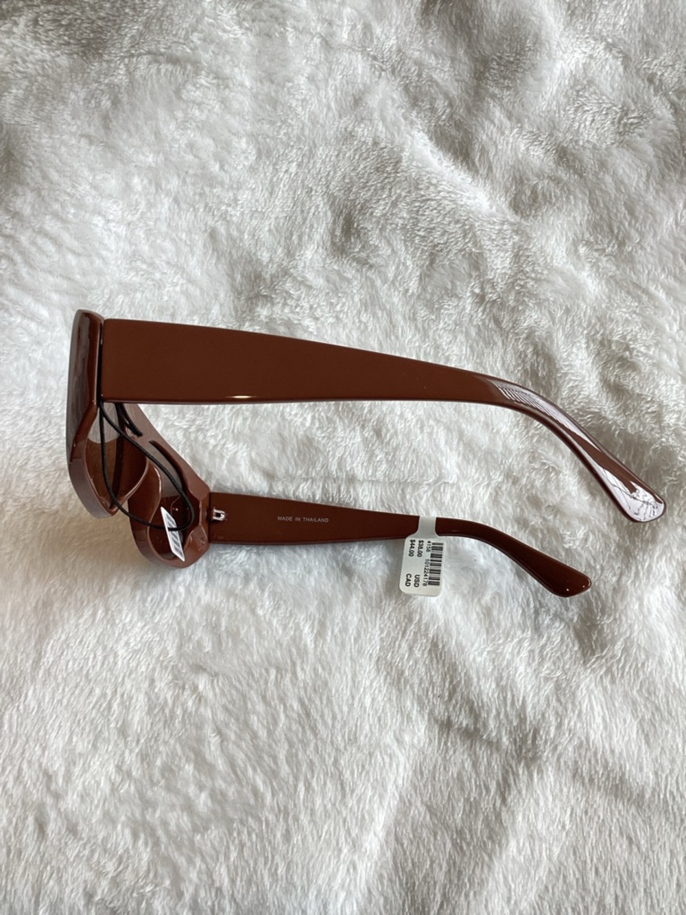 Anthropologie Flat Rectangle Sunglasses Elite Eyewear UV Polycarbonate New Mocha - Picture 10 of 11